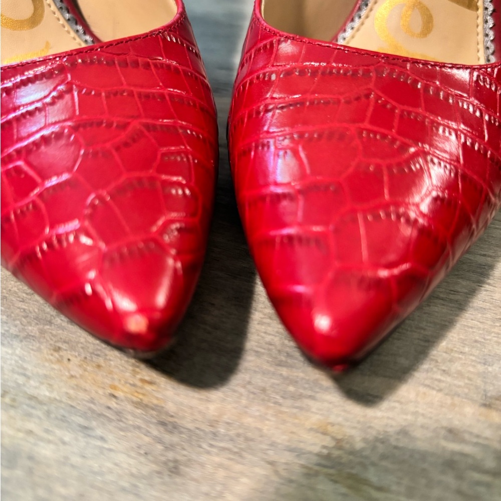 Sam Edelman Red Croc-Pattern Heels - Picture 3 of 4